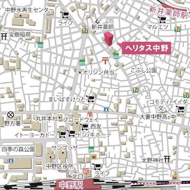 ヘリタス中野（504） 地形図・案内図