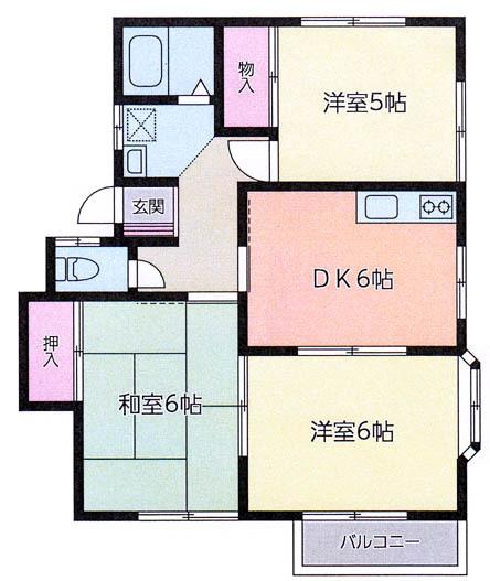 ウイング　フルールA（201） 間取り図画像