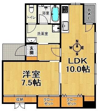 フリックコート三宮（201） 間取り図画像