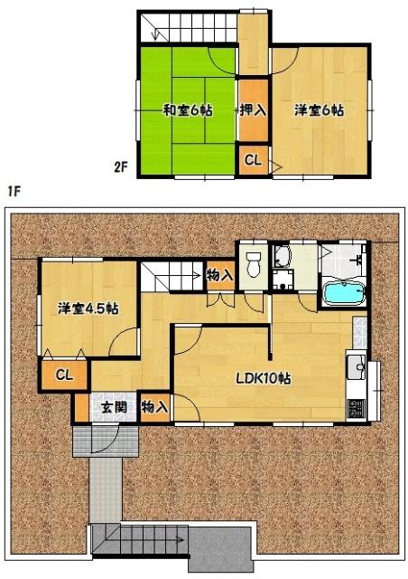 神戸市北区甲栄台アパート 間取り図画像