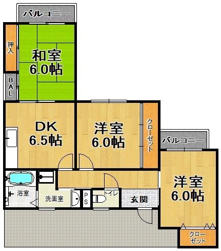 神戸市兵庫区中道通マンション 間取り図画像