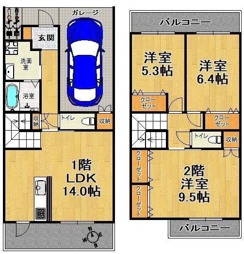 神戸市兵庫区中道通一戸建 間取り図画像