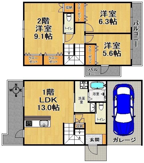 神戸市兵庫区中道通一戸建 間取り図画像