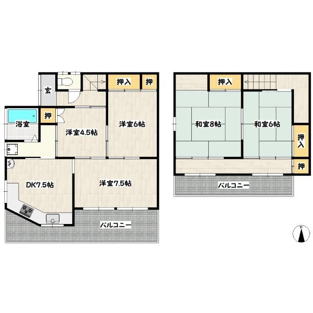 神戸市兵庫区山王町一戸建 間取り図画像