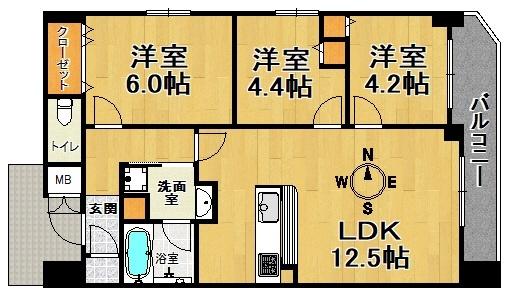 神戸市兵庫区湊町マンション 間取り図画像