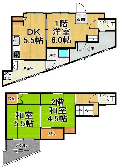 神戸市兵庫区楠谷町一戸建 間取り図画像
