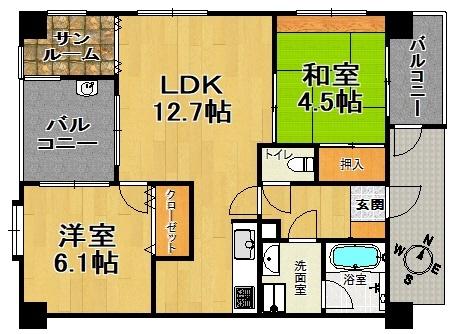 神戸市兵庫区新開地マンション 間取り図画像