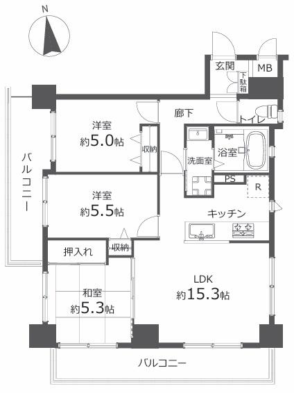 グランイーグル梅屋敷 間取り図画像