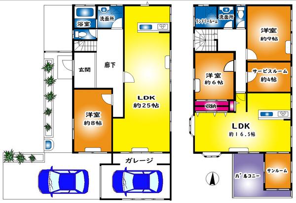 青柳ガレージハウス 間取り図画像