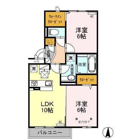 ﾛｲｼﾞｪﾝﾄﾊﾟｰｸｽ ﾚｲｸﾀｳﾝ Ⅲ　Ｏ（105） 間取り図画像