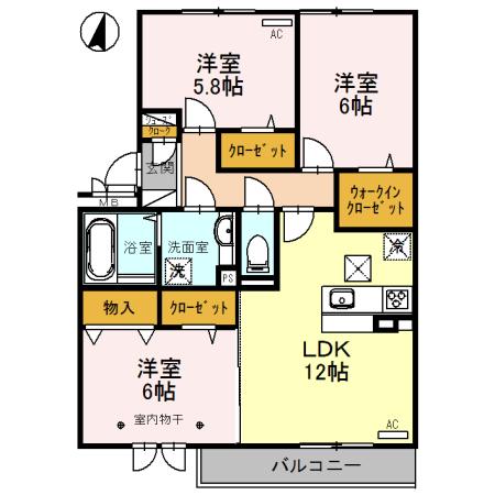 ﾛｲｼﾞｪﾝﾄﾊﾟｰｸｽ ﾚｲｸﾀｳﾝ Ⅱ　C（103） 間取り図画像