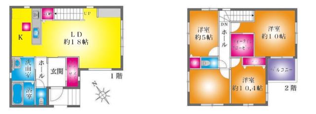 三郷市　戸ヶ崎16期　1号棟　全2棟 間取り図画像