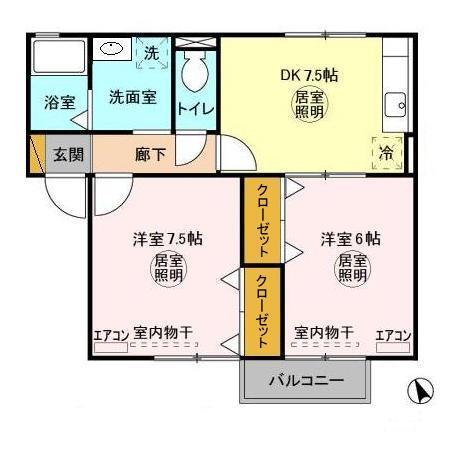 サニーコート桜井　Ⅱ（102） 間取り図画像