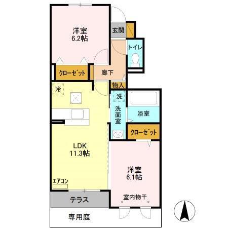 クレールフラッツ天王台（102） 間取り図画像