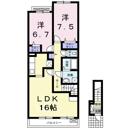 グランソレイユ（203） 間取り図画像