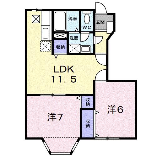 カルムメゾン姫子Ｂ（102） 間取り図画像