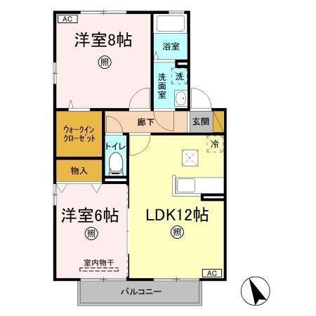 ラ・プランタンC・D　D（201） 間取り図画像