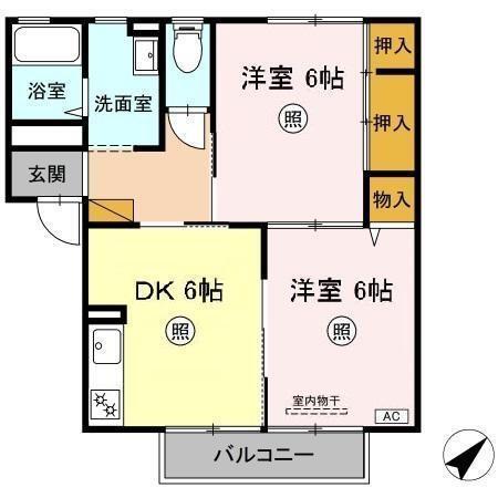 カーサ・デ・三の丸　Ａ（102） 間取り図画像