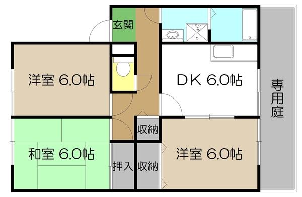 メゾンドール宮地Ⅰ　B棟（B102） 間取り図画像