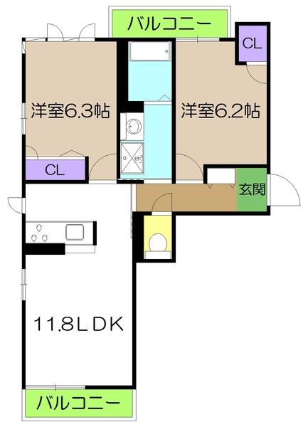 ベレオ東久万（301） 間取り図画像