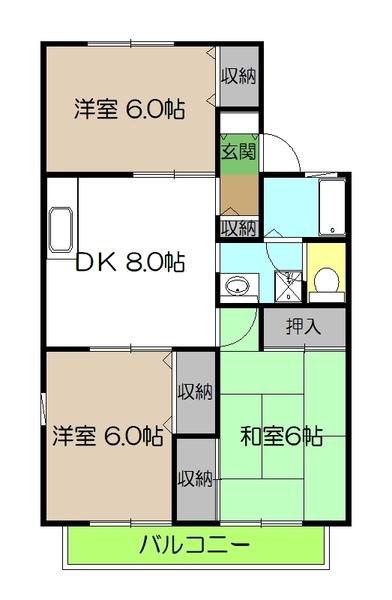 パークサイドアサヒ　Ｂ（B202） 間取り図画像