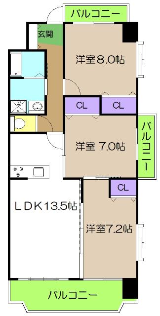 シャンブルクレール（301） 間取り図画像