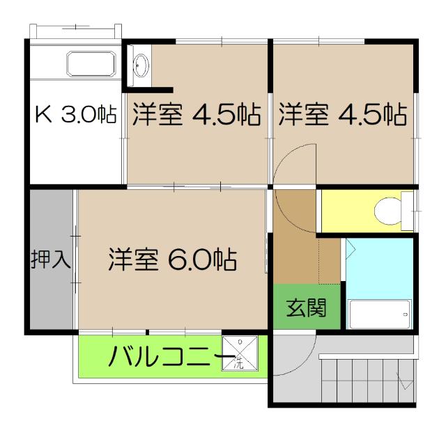 前里212貸部屋　北棟（2Ｆ） 間取り図画像