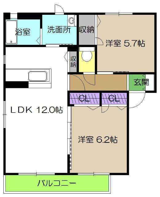 コンフォートB棟（B201） 間取り図画像