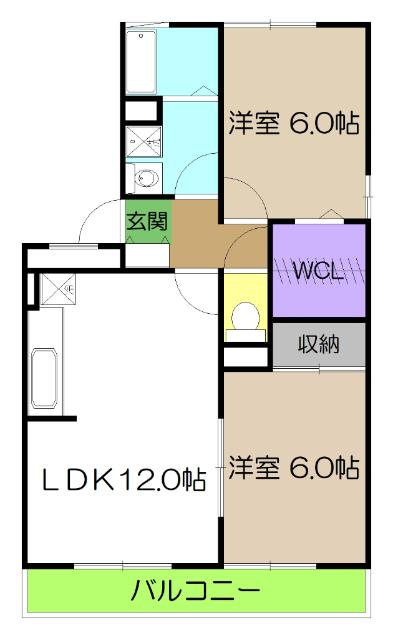 ヴィレッジ札場　A棟（A201） 間取り図画像