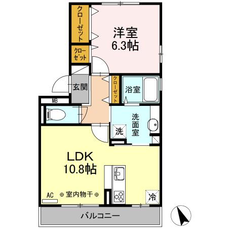 レジデンスKouga　A棟（A301） 間取り図画像