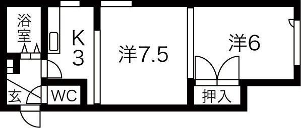 札幌市北区新琴似八条マンション 間取り図画像