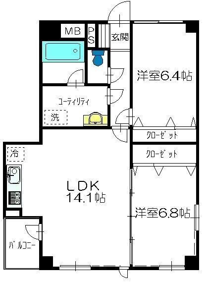 テンポスフィア長町南（305） 間取り図画像