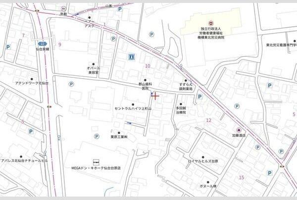 コーポ台原A（201） 地形図・案内図