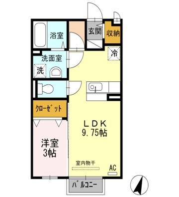 セジュール瀬戸下 Ａ棟（A103） 間取り図画像