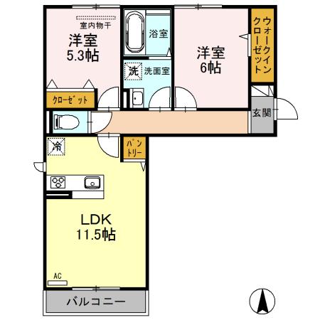 ディア・ベルジュⅡ（303） 間取り図画像