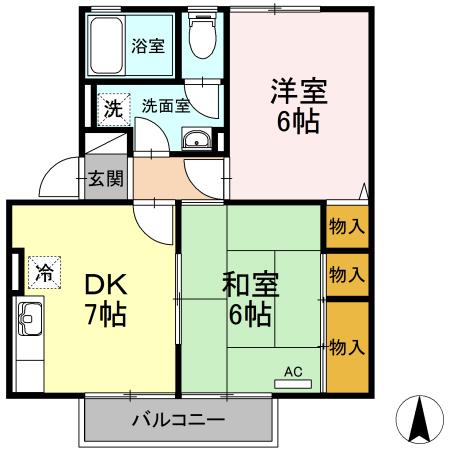 ビューラー福泊　B棟 間取り図画像