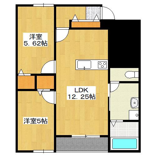 フライハイト　Ｂ（102） 間取り図画像