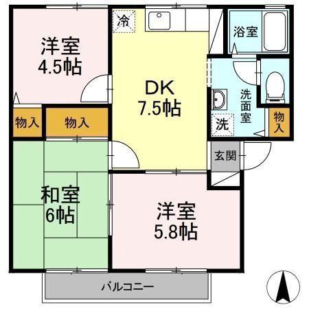 ミル・フルール  B棟 間取り図画像