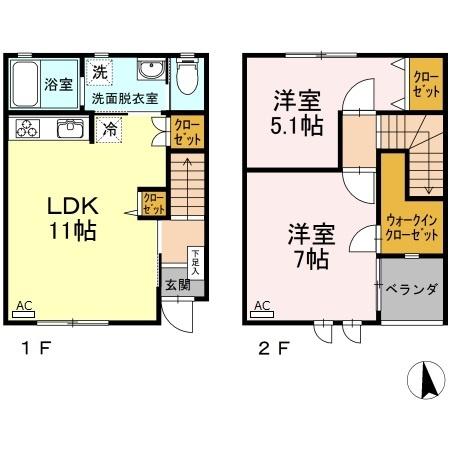 メゾネット八幡 B棟 間取り図画像