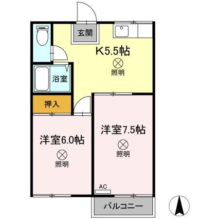 サンシャイン雄町　B棟 間取り図画像