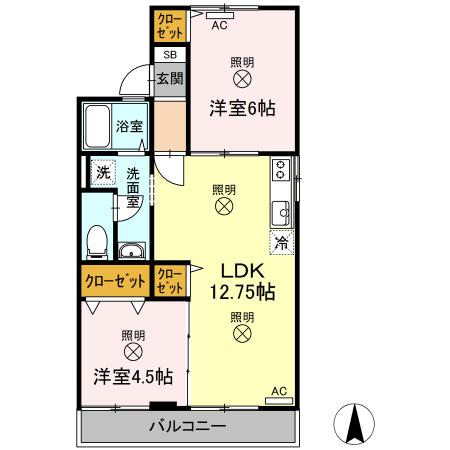 サンハイツ　いたの　C棟（C201） 間取り図画像