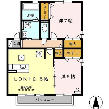 フェリス高柳　B棟（B101） 間取り図画像