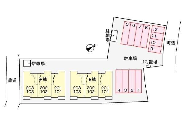 プレステージ花ずいE 駐車場