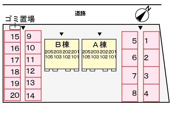 クレストールyoneda A 駐車場