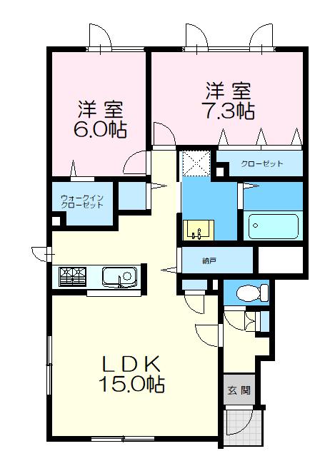 札幌市清田区北野五条アパート 間取り図画像