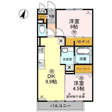 ﾛｲｼﾞｪﾝﾄﾊﾟｰｸｽ ﾚｲｸﾀｳﾝ　Ｂ（306） 間取り図画像