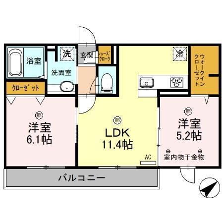 ﾛｲｼﾞｪﾝﾄﾊﾟｰｸｽ ﾚｲｸﾀｳﾝ Ⅲ　Ｈ（202） 間取り図画像