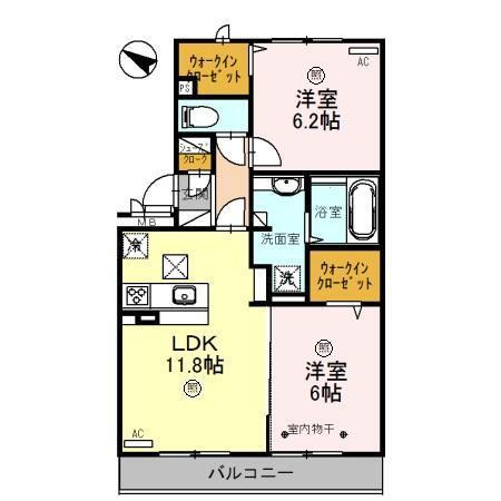 ﾛｲｼﾞｪﾝﾄﾊﾟｰｸｽ ﾚｲｸﾀｳﾝ Ⅱ　A（107） 間取り図画像