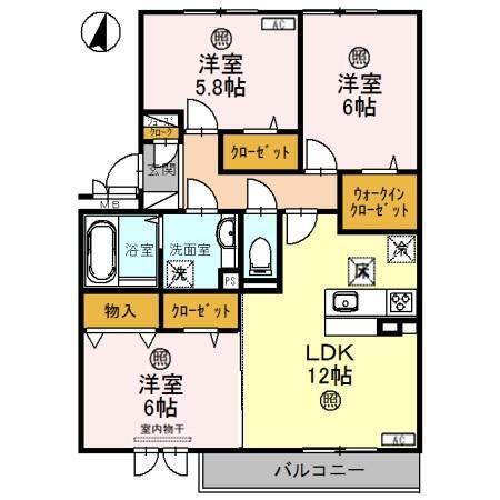ﾛｲｼﾞｪﾝﾄﾊﾟｰｸｽ ﾚｲｸﾀｳﾝ Ⅱ　C（103） 間取り図画像