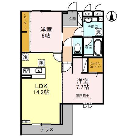 ピース　ラ　ヴィータ　E（イースト）（102） 間取り図画像
